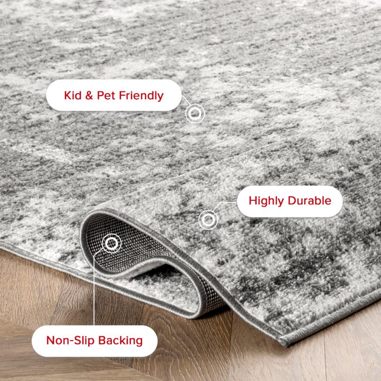 nuLOOM Deedra Modern Abstract Area Rug - 10 Round Area Rug Modern/Contemporary Grey/Ivory Rugs for Living Room Bedroom Dining Room Kitchen - Image 8