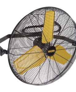 HiCFM 9100 CFM 24 inch Heavy Duty Industrial Wall Mounted Fan with TEAO Enclosure Motor, Permanent Lubricated Ball Bearing, 9 FT Cord, 180Degree Tilting, Safety Yellow Blade Wall Fan - UL Listed