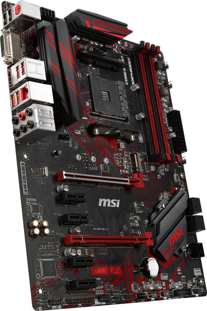 MSI Performance GAMING AMD Ryzen 1st and 2nd Gen AM4 M.2 USB 3 DDR4 DVI HDMI Crossfire ATX Motherboard (B450 GAMING PLUS) - Image 3