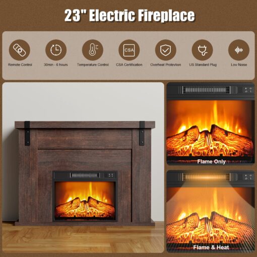 TRONLEE 46" Fireplace Mantel, Includes 23" Freestanding 1400W Electric Fireplace, Remote Control, Faux Fireplace for Living Room, Study, Bedroom, 46.45W x 34.72 H (Walnut, 23'' Fireplace Mantel) - Image 4
