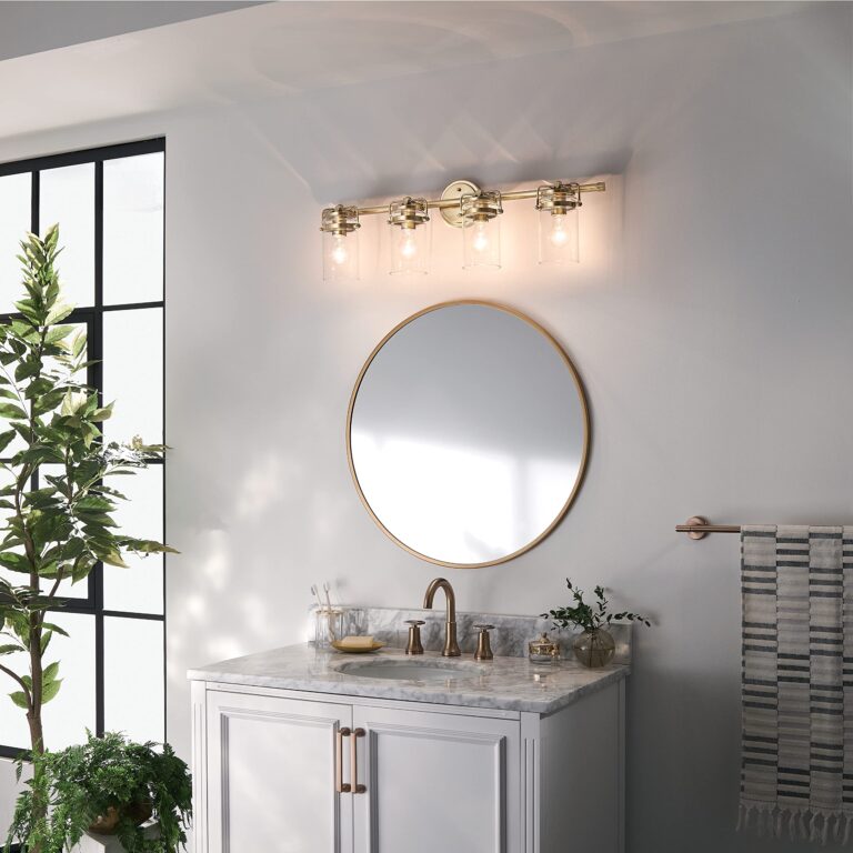Kichler Brinley 4 Light Vanity Light with Clear Glass in Champagne Bronze, (32.5" W x 10.25" H), 45690CPZ - Image 4