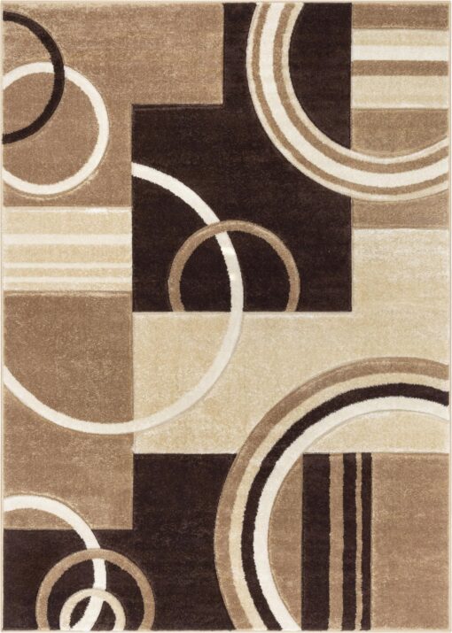 Well Woven Ruby Geometric 6x9 Area Rug Ivory & Brown Neutral Modern Contemporary Hand Carved Circles Design Perfect for Living Room Dining Room or Bedroom Plush Easy-Care Easy-to-Clean Carpet - Image 7
