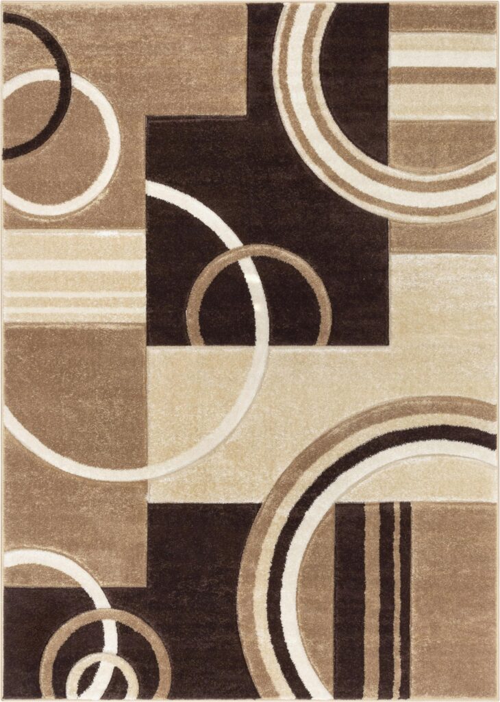 Well Woven Ruby Geometric 6x9 Area Rug Ivory & Brown Neutral Modern Contemporary Hand Carved Circles Design Perfect for Living Room Dining Room or Bedroom Plush Easy-Care Easy-to-Clean Carpet - Image 7