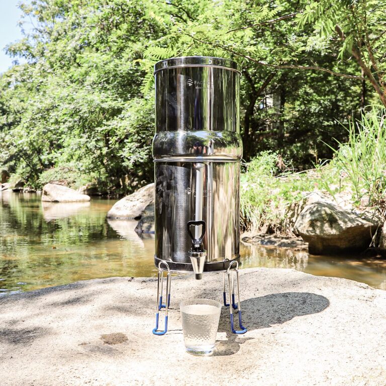 FACHIOO Gravity-Fed Water Filter System, NSF/ANSI 42&372 Standard, 2.25G Stainless-Steel Countertop System with 2 Black Elements, 2 Fluoride, Metal Water Level Spigot, Reduces Fluoride and Chlorine - Image 6