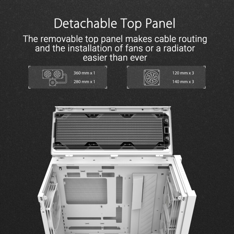ASUS TUF Gaming GT302 ARGB ATX Mid-Tower Case Four 140 x 28 mm ARGB Fans for high Airflow and Static Pressure, Interchangeable Side Panel, Detachable top Panel, Hidden-Connector Motherboard Support - Image 24