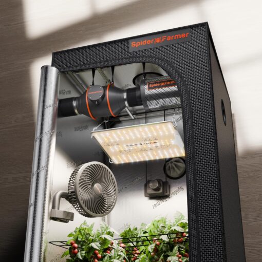 Spider Farmer Grow Tent Kit 2x2x5ft Complete System, SF1000D Samsung Diodes Full Spectrum LED Grow Light 24"X24"X55" Indoor 1680D Mylar Tent with 4" Ventilation System & 6'' Clip Fan - Image 2