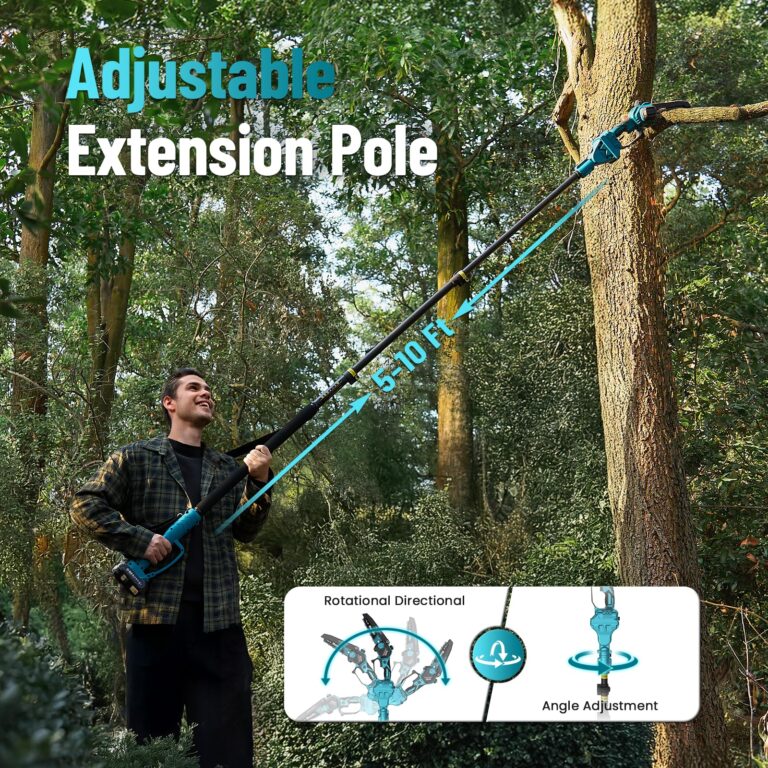 Seesii PS620 2-in-1 Electric Pole Saws: 6 Inch Mini Chainsaw Cordless with Extension Pole, 2Pcs Batteries, Brushless Chain Saw for Limb Branch Cutter, Battery Tree Trimmers Pruner,16Ft Long Reach - Image 8