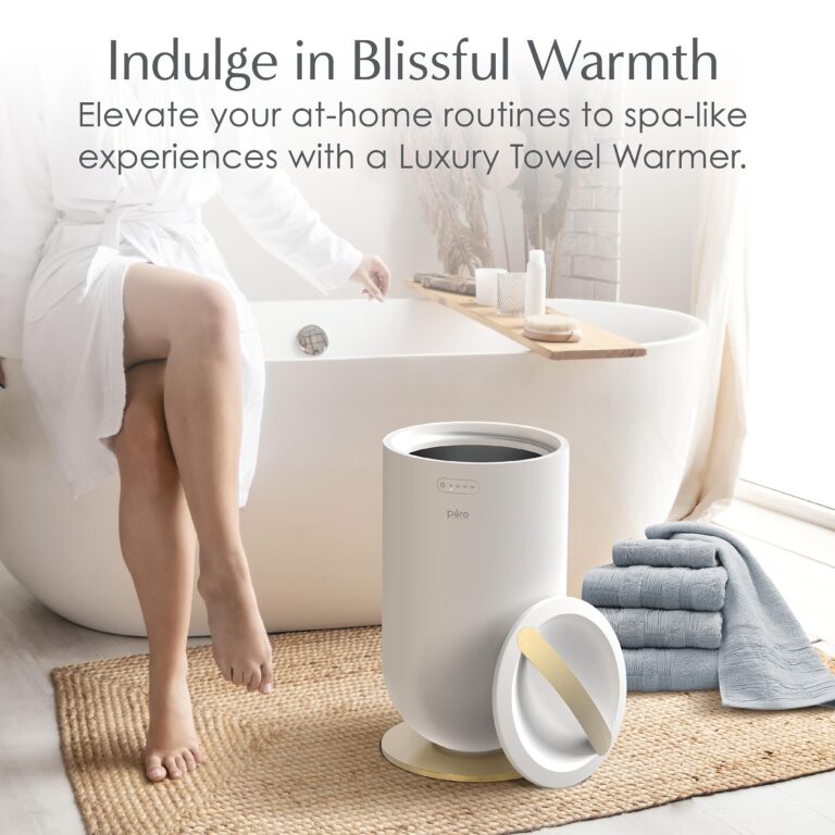 Pure Enrichment PureBliss Luxury Towel Warmer - Extra Large 20L Heats Towels, Robes, Blankets, or Clothing - Modern Bucket Design, 4 Heat Timer Settings & Auto Shut-Off (White & Brushed Gold) - Image 6