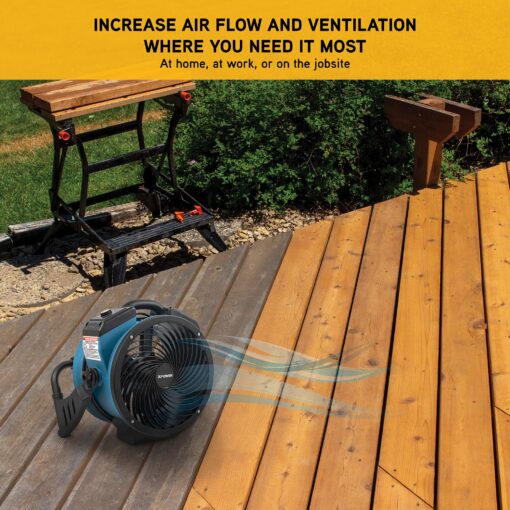 XPOWER FC-150B Portable High Velocity AC/DC Dual Power Operated Portable Rechargeable Battery 18,200mAh Utility Fan, Extended Air Flow, 1000 CFM - Image 2