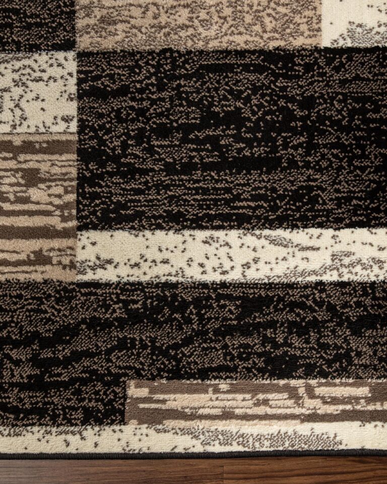 SUPERIOR Indoor Area Rug, Foam Backed, Modern Geometric Patchwork Floor Decor for Bedroom, Office, Living Room, Entryway, Hardwood Floors, Rockwood Collection, 10' x 14', Chocolate - Image 5