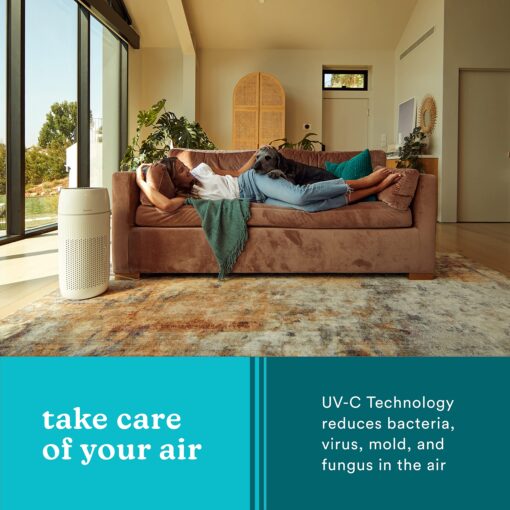 Homedics 5-in-1 PetPlus UV-C Air Purifier - 360-Degree HEPA Filter for 266 Sq Ft, Air Purifiers for Pets, Bedroom, and Home with Essential Oil Pads and Built-In Timer, 3 Speed Settings, White - Image 3