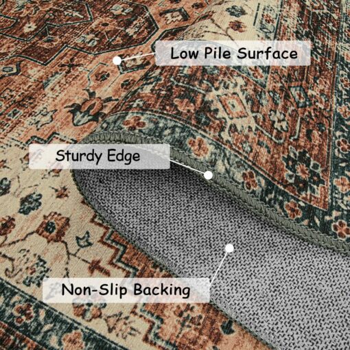 Moynesa 9x12 Ultra-Thin Vintage Medallion Area Rug for Living Room, Bedroom, Dining Room, Office, Entryway, Dorm - Image 8