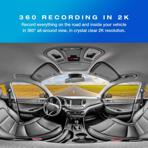 Type S P200 PRO Smart 360° Dash cam, 2K 1440p Surveillance with Smart G-Sensor Incident Detection, VR Video Mode, GPS map Integration, Wireless Video Access via App, 32GB SD Card Included - Image 7