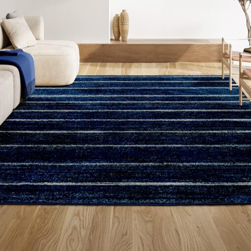 JONATHAN Y MOH201C-5 Williamsburg Minimalist Stripe Area Rug, Contemporary, Modern, Bohemian, Scandinavian, Rustic for Living Room, Dining Room, Bedroom, Kitchen, Navy/Cream, 5 X 8 - Image 5