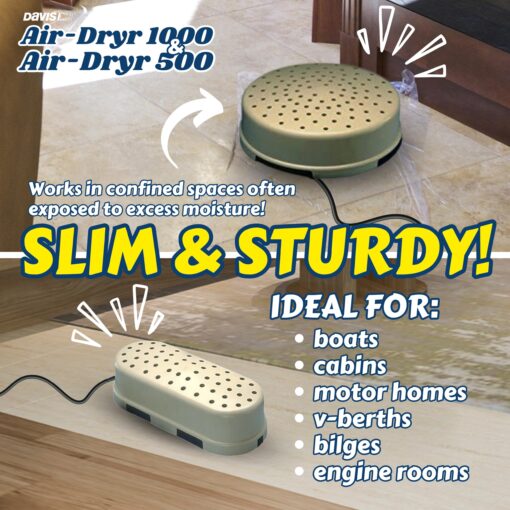 Davis Air-Dryr 500 & 1000 2 Pack Bundle - Quiet Room Dehumidifier for Moisture Problems and Wet Air Solution - Portable Dehumidifier for RV, Camper, Bathroom, Bedroom and More - Image 7