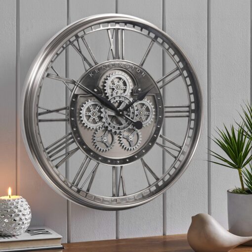 CLXEAST Original Real Moving Gear Wall Clock Roman Numerals,Oversized Large Wall Clocks for Modern Farmhouse Living Room Home Decor,Brushed Gunmetal (28 Inch) - Image 9