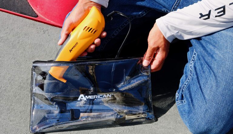 American Angler PRO Electric Fillet Knife Professional Grade Fisherman's Kit – Includes 5 Types of Stainless Steel Blades, Storage Pouch, and Protective Glove 32352DS - Image 4