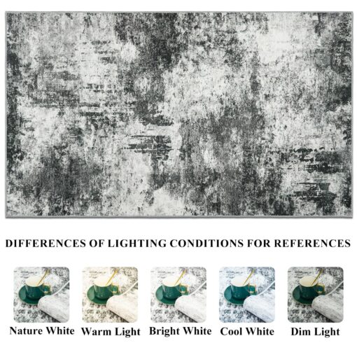 RUUGME Washable Hallway Rug 3x20 - Runner Rug Stain Resistant for Living Room Non Slip Indoor Entryway Rubber Backing Carpet Bedroom Kitchen Distressed Floor Decor Mat Machine Washable 3x20 Black A - Image 2