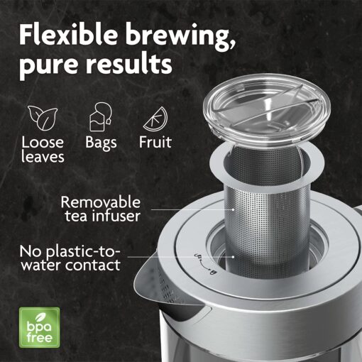 Vianté Electric Kettle With Infuser For Loose Leaf. Hot Tea Maker With Temperature Control And Automatic Shut Off. Tea Kettle With Brewing Programs. 1.5 Liters Capacity - Image 8