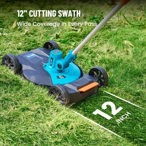Seesii String Trimmer : 12’’ Cordless Weed Wacker & Edger with 2 * 4.0Ah Batteries - Electric Lawn Mower with 1.3’’/2.1’’ Adjustable Deck - 3-in-1 Battery Lawn Mower for Garden/Yard - Image 5