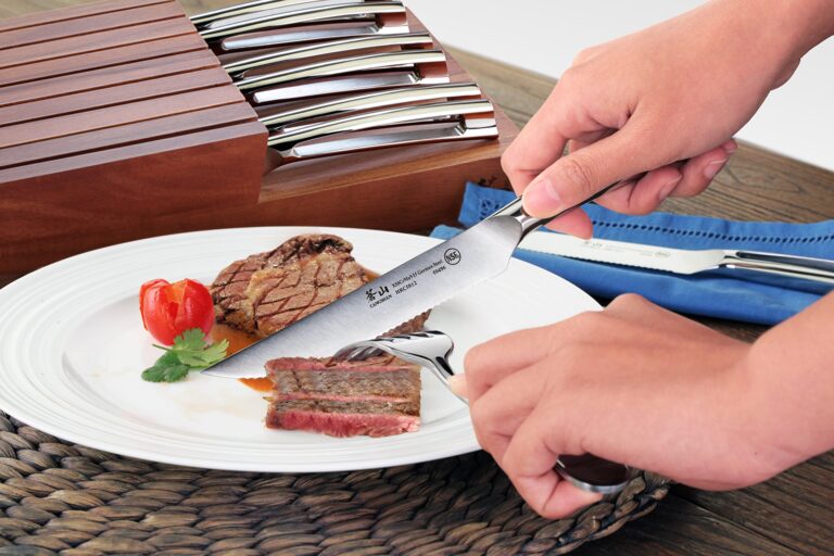 Cangshan N1 Series 59496 German Steel Forged 8-Piece Steak Knife Set with Solid Acacia Wood Block, 5-Inch Blade - Image 5