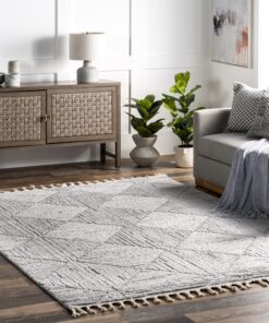 nuLOOM Kerry Geometric 8x10 Area Rug for Living Room Bedroom Dining Room Kitchen, Light Grey