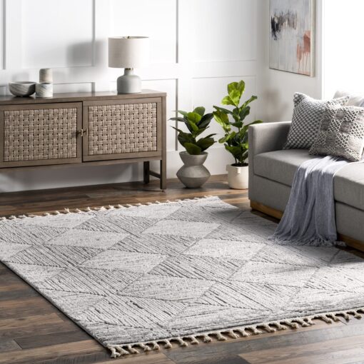 nuLOOM Kerry Geometric 8x10 Area Rug for Living Room Bedroom Dining Room Kitchen, Light Grey