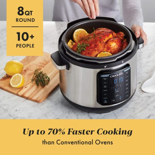 Crock-Pot 8-Quart Multi-Use XL Express Crock Programmable Slow Cooker and Pressure Cooker with Manual Pressure, Boil & Simmer, Stainless Steel - Image 8