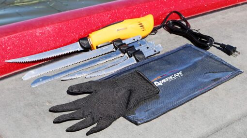American Angler PRO Electric Fillet Knife Professional Grade Fisherman's Kit – Includes 5 Types of Stainless Steel Blades, Storage Pouch, and Protective Glove 32352DS - Image 5