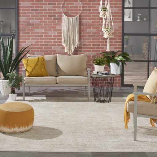 Nourison Essentials Indoor/Outdoor Ivory Beige 9' x 12' Area Rug, Easy Cleaning, Non Shedding, Bed Room, Living Room, Dining Room, Backyard, Deck, Patio (9x12) - Image 8