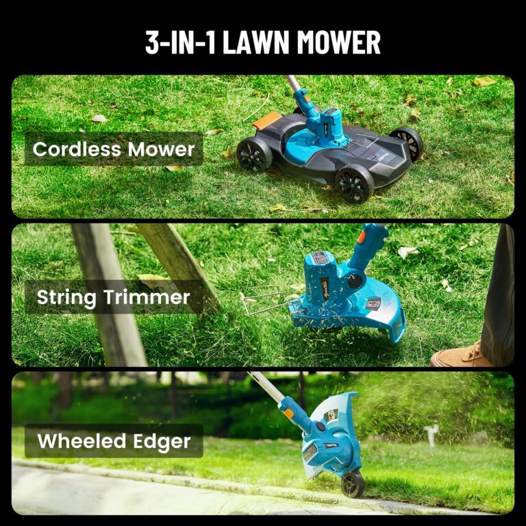 Seesii String Trimmer : 12’’ Cordless Weed Wacker & Edger with 2 * 4.0Ah Batteries - Electric Lawn Mower with 1.3’’/2.1’’ Adjustable Deck - 3-in-1 Battery Lawn Mower for Garden/Yard - Image 8