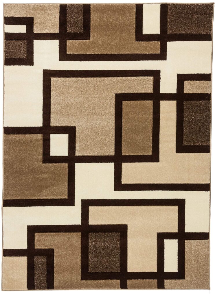 Well Woven Ruby Geometric 6x9 Area Rug Ivory & Beige Neutral Modern Contemporary Hand Carved Squares Design Perfect for Living Room Dining Room or Bedroom Plush Easy-Care Easy-to-Clean Carpet - Image 7