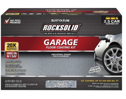 Rust-Oleum 293513 Rocksolid Polycuramine Garage Oil Floor Coating, 2.5 Car Kit, Gray & 301359 Decorative Color Chips, Gray Blend, 1lb(454g) & Oil 279847 EPOXYShield Anti Skid 3.4-Ounce - Image 7
