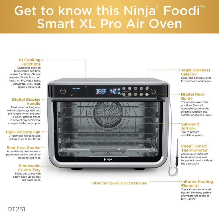 NINJA DT251 Foodi 10-in-1 Smart Air Fry Digital Countertop Convection Toaster Oven with Thermometer XL Capacity and a Stainless Steel Finish (Renewed) - Image 2