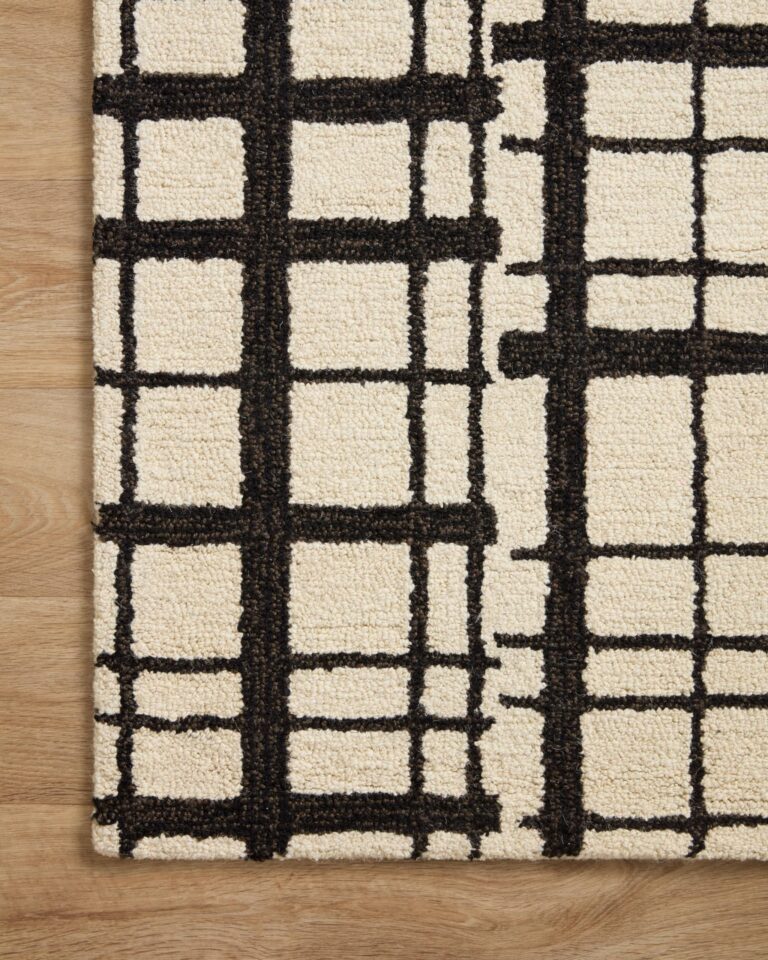 Loloi Chris Loves Julia x Polly Collection POL-02 Black/Ivory 5'-0" x 7'-6" Area Rug - Image 4