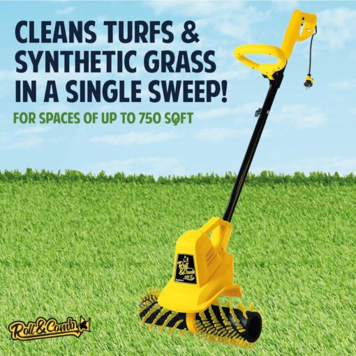 Artificial Turf Sweeper Broom by Roll & Comb, Corded Electric Power Rake for Artificial Grass, Fake Grass Cleaner for Dogs, Model 141e, 10.6lb. - Image 7