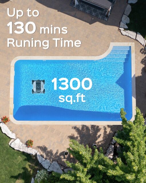 Cordless Robotic Pool Vacuum, Above Ground Pool Vacuum,Powerful Suction&130mins Running Time,6600mAh Battery, Ideal for Flat Above Pools Up to 1300 Sq.ft - Image 2