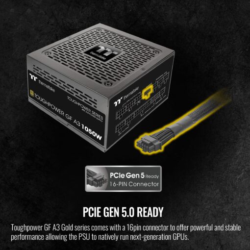 Thermaltake Toughpower GF A3 1050W, True 600W 12VHPWR Connectors on PSU & NVIDIA RTX 40 Series, ATX 3.0/PCI-E 5.0, 80+ Gold, SLI/Crossfire Ready Power Supply, PS-TPD-1050FNFAGU-L, 10 Year Warranty - Image 4