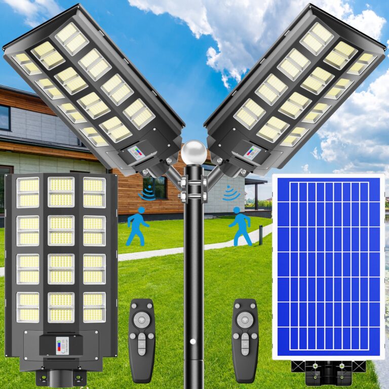 Jadisi 2-Pack 6800W Solar Street Lights Outdoor Waterproof, 240000LM 7000K Solar Parking Lot Light Dusk to Dawn with Motion Sensor