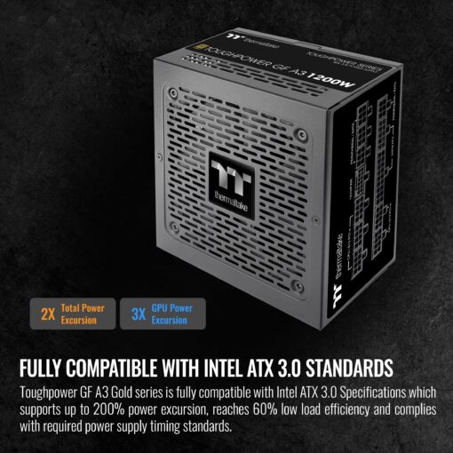 Thermaltake Toughpower GF A3 1200W, True 600W 12VHPWR Connectors on PSU & NVIDIA RTX 40 Series, ATX 3.0/PCI-E 5.0, 80+ Gold, SLI/Crossfire Ready Power Supply, PS-TPD-1200FNFAGU-L, 10 Year Warranty - Image 5