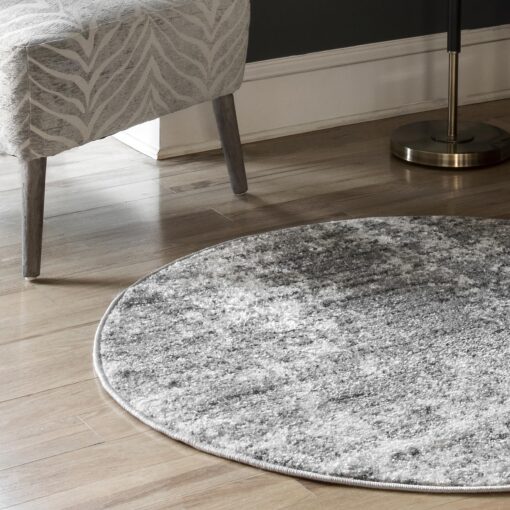 nuLOOM Deedra Modern Abstract Area Rug - 10 Round Area Rug Modern/Contemporary Grey/Ivory Rugs for Living Room Bedroom Dining Room Kitchen