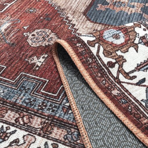 Adiva Rugs 8x10 Machine Washable Area Rug with Non Slip Backing for Living Room Bedroom Bathroom Kitchen Mats for Floor Decor Anti Fatigue Non Skid Door Carpet (Multi Coral Navy Teal, 8' x 10') - Image 2
