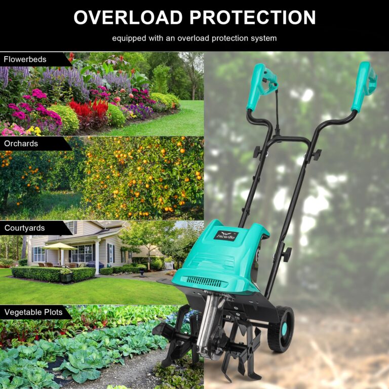 IncwBo 13.5 Amp 12 Inch Electric Tiller/Cultivator with 4 Steel Tines, 8'' Tilling Depth Small Garden Tiller for Gardening, Corded Rototiller with Adjustable Wheels - Image 3