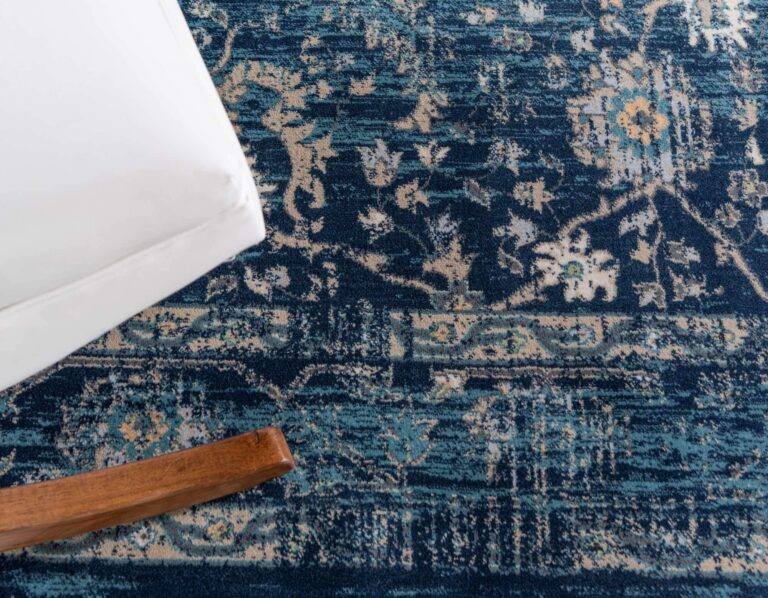 Unique Loom Oslo Collection Area Rug - Osterbro (7' 1" x 10' Rectangle, Navy Blue/ Beige) - Image 6