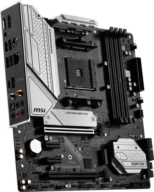 MSI MAG B550M Mortar MAX WiFi Gaming (AMD Ryzen 5000 Series, AM4, DDR4, PCIe 4.0, SATA 6Gb/s, M.2, USB 3.2 Gen 2, HDMI/DP, Wi-Fi 6E, Bluetooth 5.2, 2.5Gbps LAN, Micro ATX) - Image 4