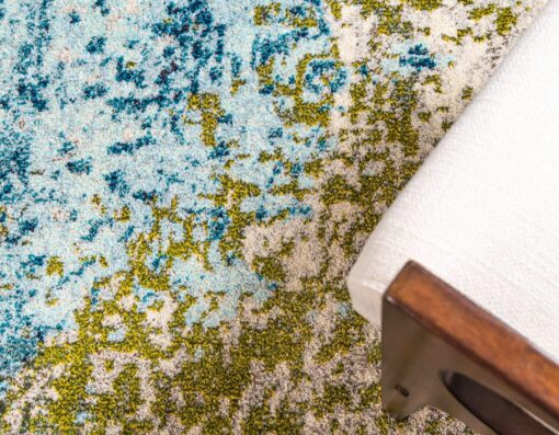 Unique Loom Estrella Collection Abstract, Modern, Light Colors, Distressed Area Rug, 8 ft x 11 ft, Blue/Beige - Image 6