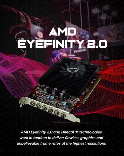 VisionTek Radeon 7750 2GB GDDR5 6 4k Monitor Graphics Card, 6 Mini DisplayPort Outputs, AMD Eyefinity 2.0, PCI Express 3.0 Video Card, 7.1 Surround Sound - 900614 - Image 7