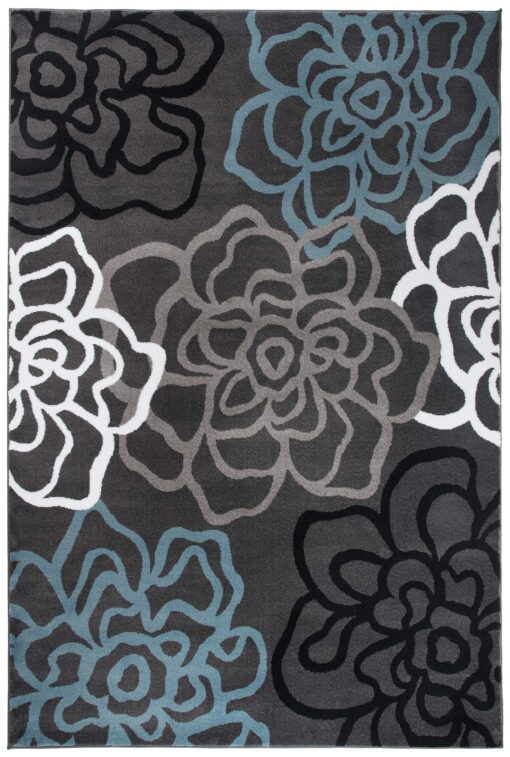 Rugshop Contemporary Modern Floral Abstract Flowers Easy Maintenance for Home Office, Living Room, Bedroom, Kitchen Soft Area Rug 9' x 12' Gray - Image 8