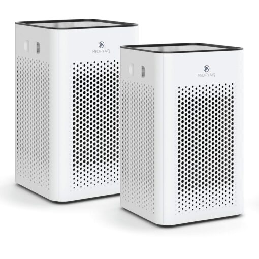 Medify MA-25 Air Purifier with True HEPA H13 Filter | 825 ft² Coverage in 1hr for Allergens, Smoke, Wildfires, Odors, Pollen, Pet Dander | Removal to 0.1 Microns | White, 2-Pack