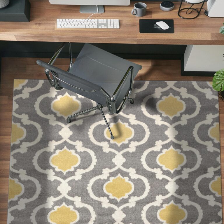 Rugshop Moroccan Trellis Contemporary Perfect for high Traffic Areas of Your Living Room,Bedroom,Home Office,Kitchen Area Rug 6'6" X 9' Gray/Yellow - Image 4